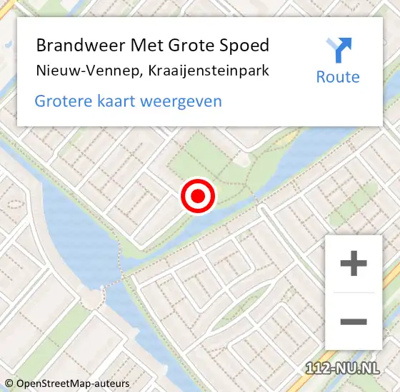 Locatie op kaart van de 112 melding: Brandweer Met Grote Spoed Naar Nieuw-Vennep, Kraaijensteinpark op 1 december 2020 13:05