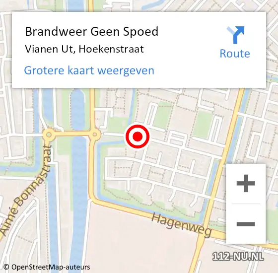 Locatie op kaart van de 112 melding: Brandweer Geen Spoed Naar Vianen Ut, Hoekenstraat op 1 december 2020 13:50