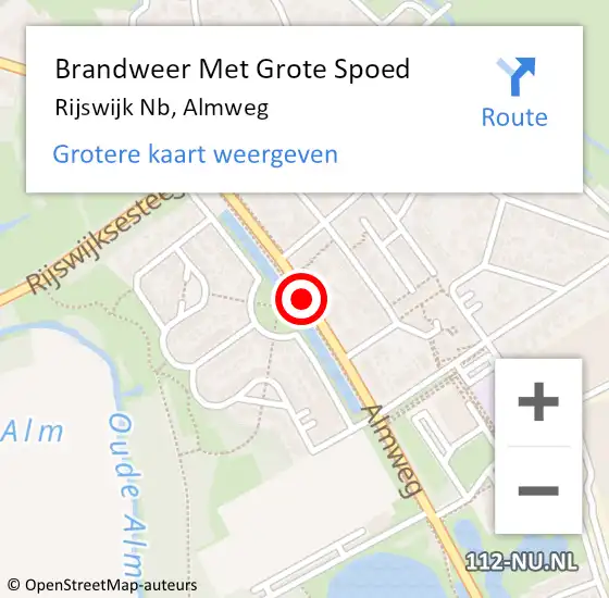 Locatie op kaart van de 112 melding: Brandweer Met Grote Spoed Naar Rijswijk Nb, Almweg op 1 december 2020 14:37