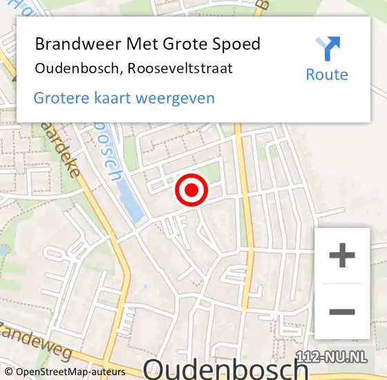 Locatie op kaart van de 112 melding: Brandweer Met Grote Spoed Naar Oudenbosch, Rooseveltstraat op 26 mei 2014 08:56