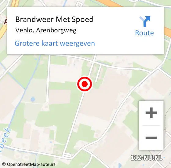 Locatie op kaart van de 112 melding: Brandweer Met Spoed Naar Venlo, Arenborgweg op 1 december 2020 14:41