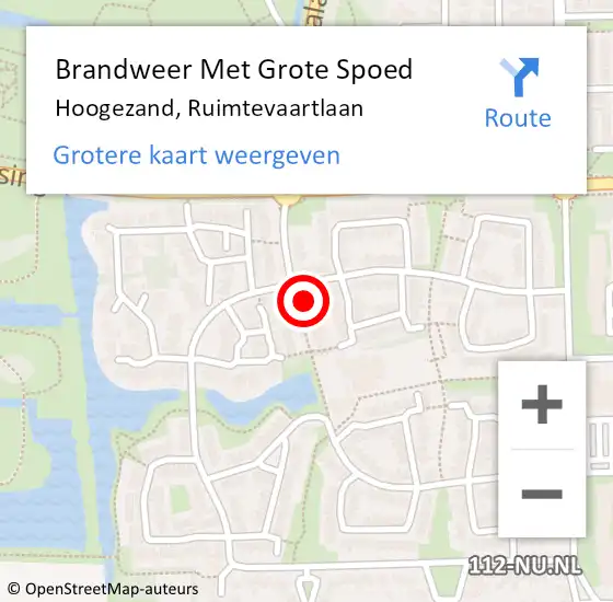 Locatie op kaart van de 112 melding: Brandweer Met Grote Spoed Naar Hoogezand, Ruimtevaartlaan op 1 december 2020 15:12