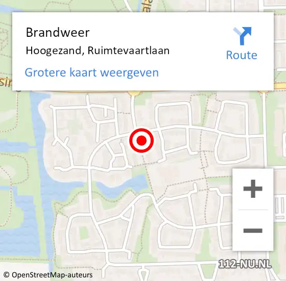 Locatie op kaart van de 112 melding: Brandweer Hoogezand, Ruimtevaartlaan op 1 december 2020 15:13