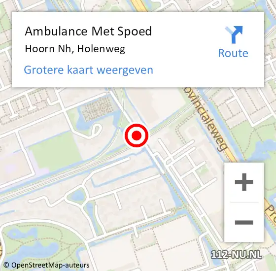 Locatie op kaart van de 112 melding: Ambulance Met Spoed Naar Hoorn Nh, Holenweg op 1 december 2020 16:14