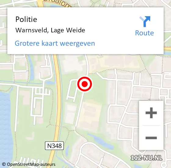 Locatie op kaart van de 112 melding: Politie Warnsveld, Lage Weide op 1 december 2020 16:30