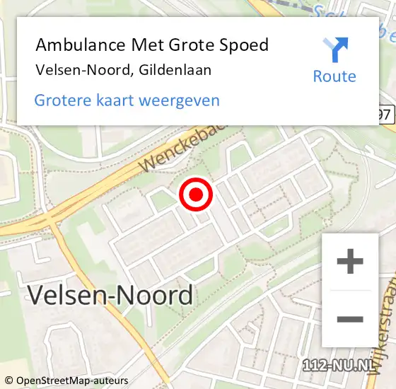 Locatie op kaart van de 112 melding: Ambulance Met Grote Spoed Naar Velsen-Noord, Gildenlaan op 1 december 2020 16:37