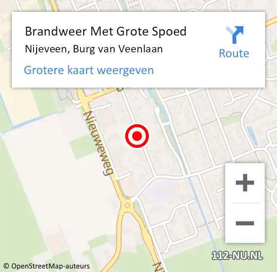 Locatie op kaart van de 112 melding: Brandweer Met Grote Spoed Naar Nijeveen, Burg van Veenlaan op 1 december 2020 16:57