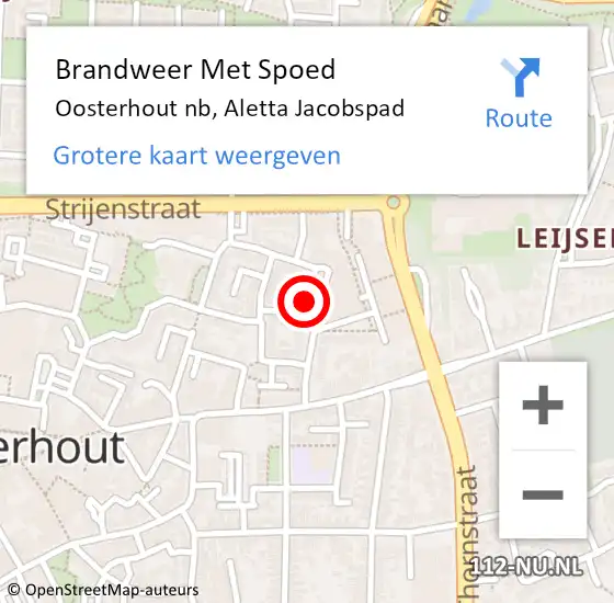 Locatie op kaart van de 112 melding: Brandweer Met Spoed Naar Oosterhout nb, Aletta Jacobspad op 1 december 2020 16:58