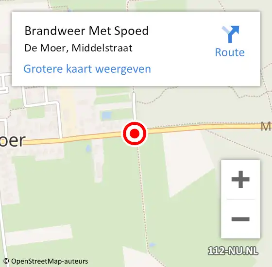 Locatie op kaart van de 112 melding: Brandweer Met Spoed Naar De Moer, Middelstraat op 1 december 2020 17:22