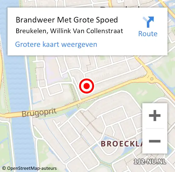 Locatie op kaart van de 112 melding: Brandweer Met Grote Spoed Naar Breukelen, Willink Van Collenstraat op 1 december 2020 17:47