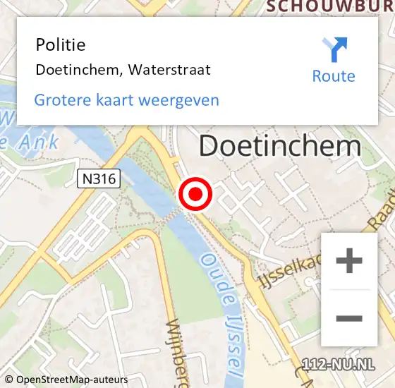 Locatie op kaart van de 112 melding: Politie Doetinchem, Waterstraat op 1 december 2020 18:55