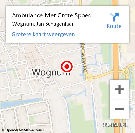 Locatie op kaart van de 112 melding: Ambulance Met Grote Spoed Naar Wognum, Jan Schagenlaan op 1 december 2020 19:02