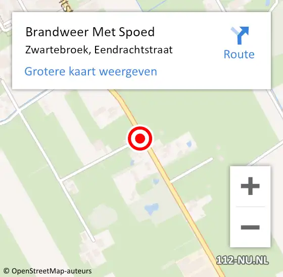 Locatie op kaart van de 112 melding: Brandweer Met Spoed Naar Zwartebroek, Eendrachtstraat op 1 december 2020 21:08