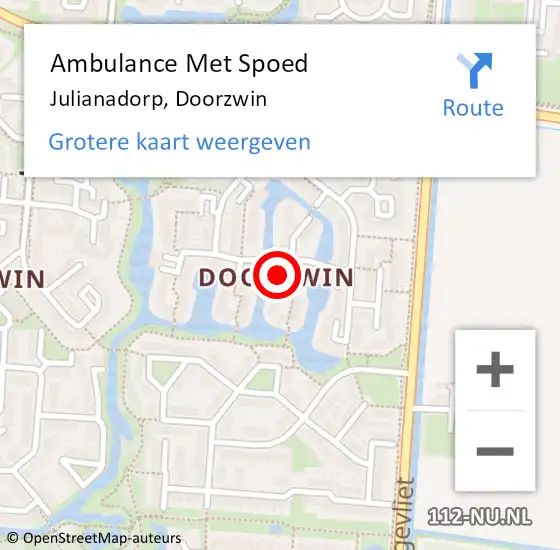 Locatie op kaart van de 112 melding: Ambulance Met Spoed Naar Julianadorp, Doorzwin op 2 december 2020 00:19