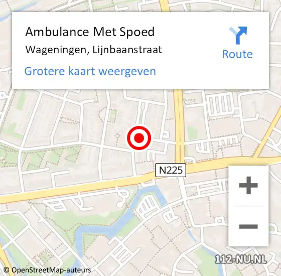 Locatie op kaart van de 112 melding: Ambulance Met Spoed Naar Wageningen, Lijnbaanstraat op 2 december 2020 00:25