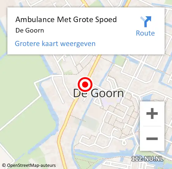 Locatie op kaart van de 112 melding: Ambulance Met Grote Spoed Naar De Goorn op 2 december 2020 00:30