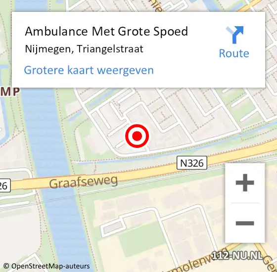 Locatie op kaart van de 112 melding: Ambulance Met Grote Spoed Naar Nijmegen, Triangelstraat op 2 december 2020 01:40