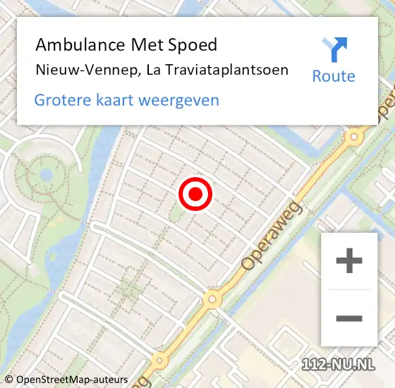 Locatie op kaart van de 112 melding: Ambulance Met Spoed Naar Nieuw-Vennep, La Traviataplantsoen op 2 december 2020 06:46