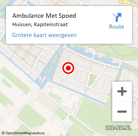 Locatie op kaart van de 112 melding: Ambulance Met Spoed Naar Huissen, Kapiteinstraat op 2 december 2020 07:35