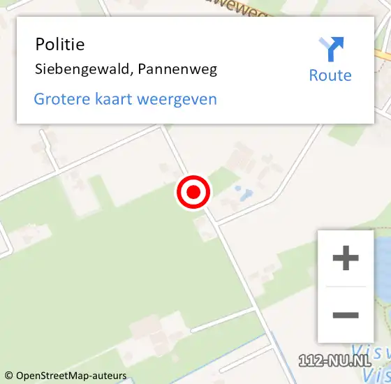 Locatie op kaart van de 112 melding: Politie Siebengewald, Pannenweg op 2 december 2020 07:50