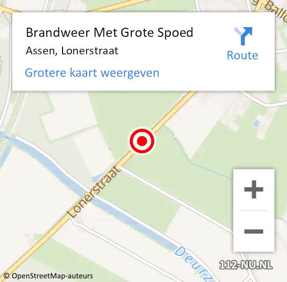 Locatie op kaart van de 112 melding: Brandweer Met Grote Spoed Naar Assen, Lonerstraat op 2 december 2020 08:00