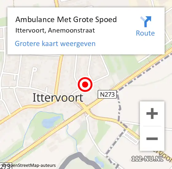 Locatie op kaart van de 112 melding: Ambulance Met Grote Spoed Naar Ittervoort, Anemoonstraat op 2 december 2020 09:08