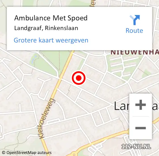 Locatie op kaart van de 112 melding: Ambulance Met Spoed Naar Landgraaf, Rinkenslaan op 26 mei 2014 09:59
