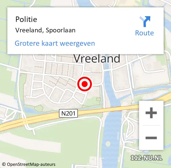 Locatie op kaart van de 112 melding: Politie Vreeland, Spoorlaan op 2 december 2020 10:17