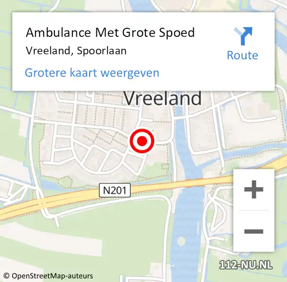 Locatie op kaart van de 112 melding: Ambulance Met Grote Spoed Naar Vreeland, Spoorlaan op 2 december 2020 10:24