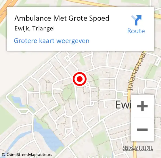 Locatie op kaart van de 112 melding: Ambulance Met Grote Spoed Naar Ewijk, Triangel op 2 december 2020 11:22