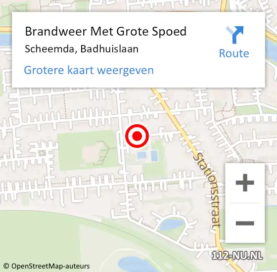 Locatie op kaart van de 112 melding: Brandweer Met Grote Spoed Naar Scheemda, Badhuislaan op 2 december 2020 11:43