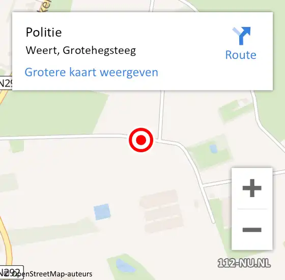 Locatie op kaart van de 112 melding: Politie Weert, Grotehegsteeg op 2 december 2020 11:56