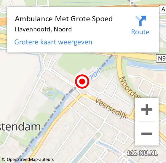 Locatie op kaart van de 112 melding: Ambulance Met Grote Spoed Naar Havenhoofd, Noord op 2 december 2020 13:07