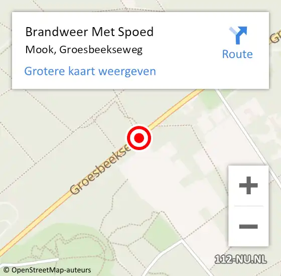 Locatie op kaart van de 112 melding: Brandweer Met Spoed Naar Mook, Groesbeekseweg op 2 december 2020 13:30