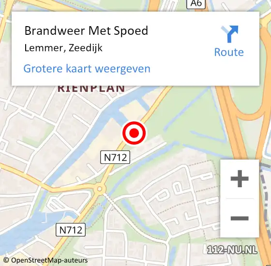 Locatie op kaart van de 112 melding: Brandweer Met Spoed Naar Lemmer, Zeedijk op 2 december 2020 13:51