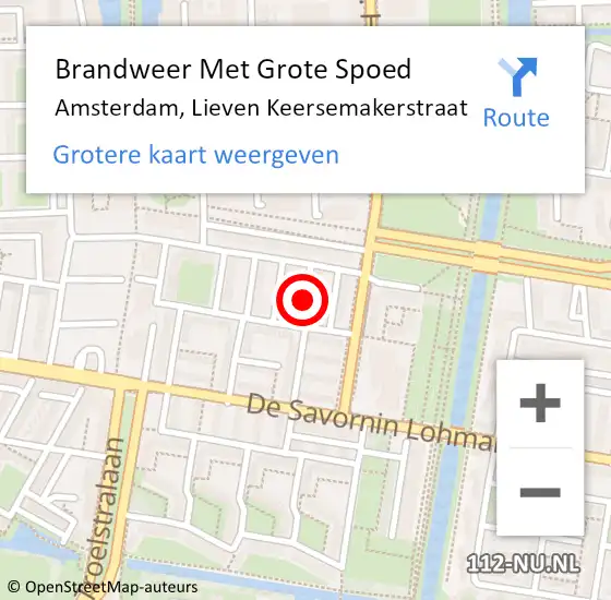 Locatie op kaart van de 112 melding: Brandweer Met Grote Spoed Naar Amsterdam, Lieven Keersemakerstraat op 2 december 2020 14:17