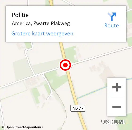 Locatie op kaart van de 112 melding: Politie America, Zwarte Plakweg op 2 december 2020 14:18