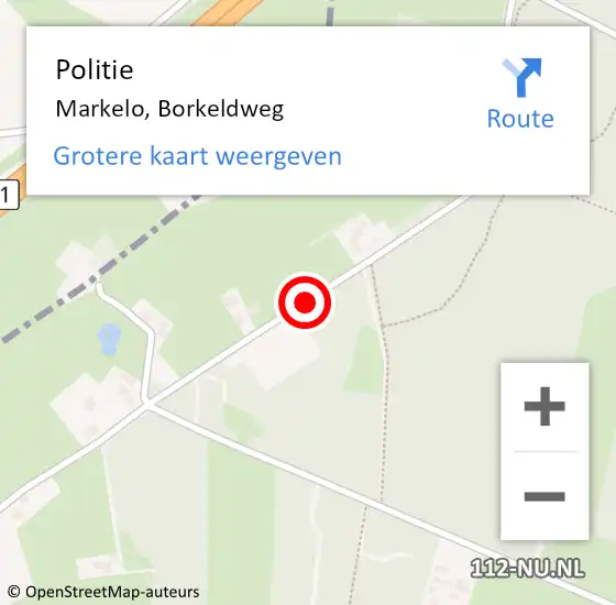 Locatie op kaart van de 112 melding: Politie Markelo, Borkeldweg op 2 december 2020 14:34