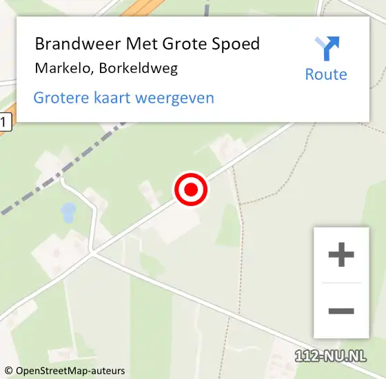 Locatie op kaart van de 112 melding: Brandweer Met Grote Spoed Naar Markelo, Borkeldweg op 2 december 2020 14:35