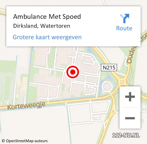 Locatie op kaart van de 112 melding: Ambulance Met Spoed Naar Dirksland, Watertoren op 2 december 2020 14:53