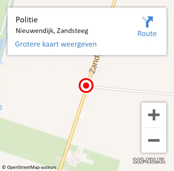 Locatie op kaart van de 112 melding: Politie Nieuwendijk, Zandsteeg op 2 december 2020 15:00