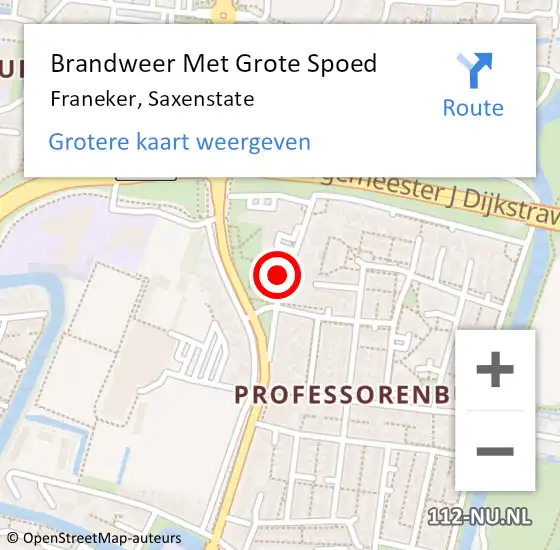 Locatie op kaart van de 112 melding: Brandweer Met Grote Spoed Naar Franeker, Saxenstate op 2 december 2020 15:03