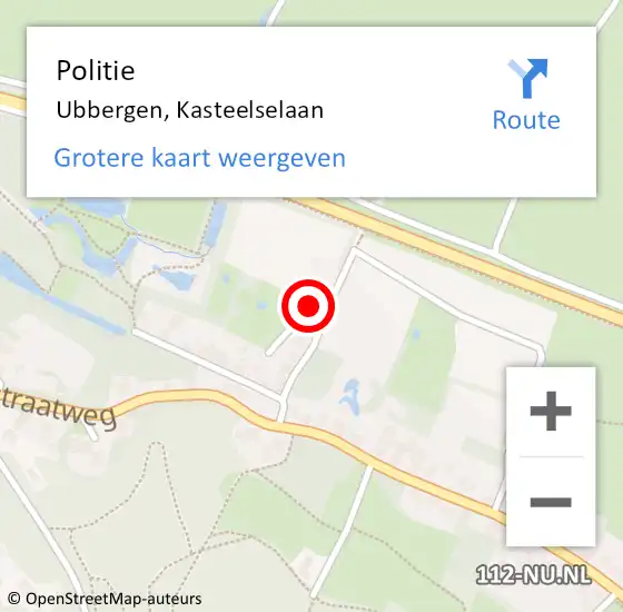 Locatie op kaart van de 112 melding: Politie Ubbergen, Kasteelselaan op 2 december 2020 17:28