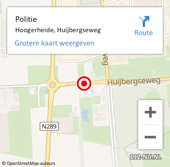 Locatie op kaart van de 112 melding: Politie Hoogerheide, Huijbergseweg op 2 december 2020 19:42