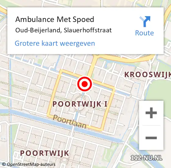 Locatie op kaart van de 112 melding: Ambulance Met Spoed Naar Oud-Beijerland, Slauerhoffstraat op 2 december 2020 20:25