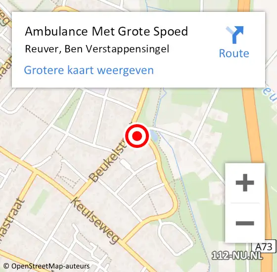 Locatie op kaart van de 112 melding: Ambulance Met Grote Spoed Naar Reuver, Ben Verstappensingel op 26 mei 2014 11:23