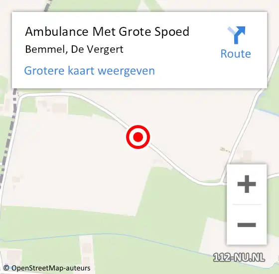 Locatie op kaart van de 112 melding: Ambulance Met Grote Spoed Naar Bemmel, De Vergert op 3 december 2020 06:21