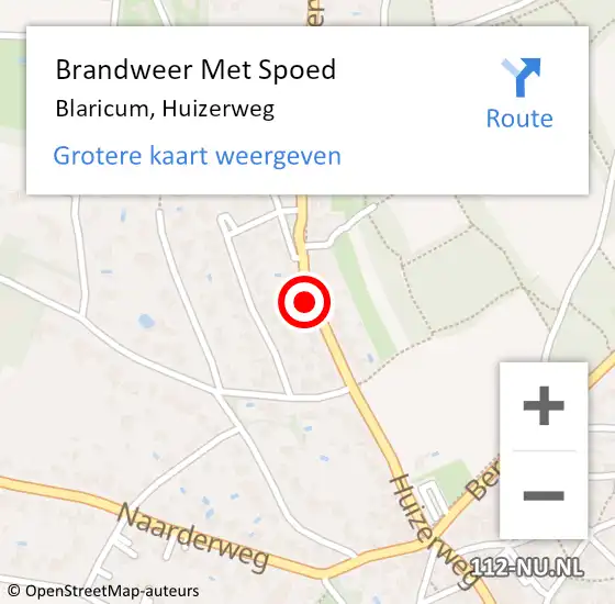 Locatie op kaart van de 112 melding: Brandweer Met Spoed Naar Blaricum, Huizerweg op 3 december 2020 06:54