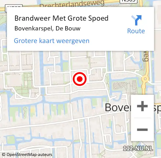 Locatie op kaart van de 112 melding: Brandweer Met Grote Spoed Naar Bovenkarspel, De Bouw op 26 mei 2014 11:33