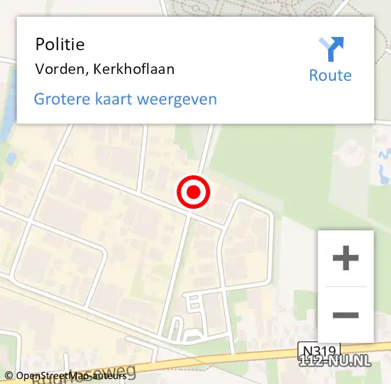 Locatie op kaart van de 112 melding: Politie Vorden, Kerkhoflaan op 3 december 2020 08:17